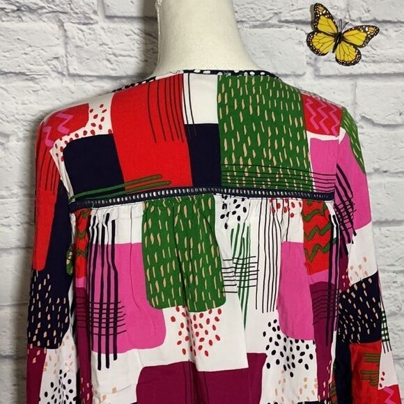 LUNA Moon Multi Color and Multi Pattern Print Blouse Size Small - Picture 6 of 9
